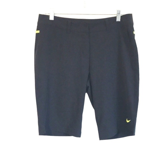 Nike Golf tour performance Dri fit Bermuda shorts size Medium black neon yellow - Picture 1 of 10